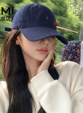 AMI女装笑脸鸭舌帽子女2026新款方圆脸宽檐大脸显脸小软顶棒球帽