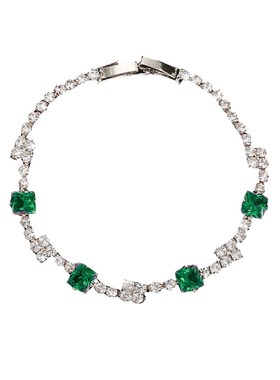 祖母绿在逃公主手链女款方形满y钻手链轻奢小众手串精致手绳手饰