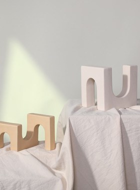 现代简约几何建筑摆件r创意软装饰酒店样板房客厅书房柜子工艺品