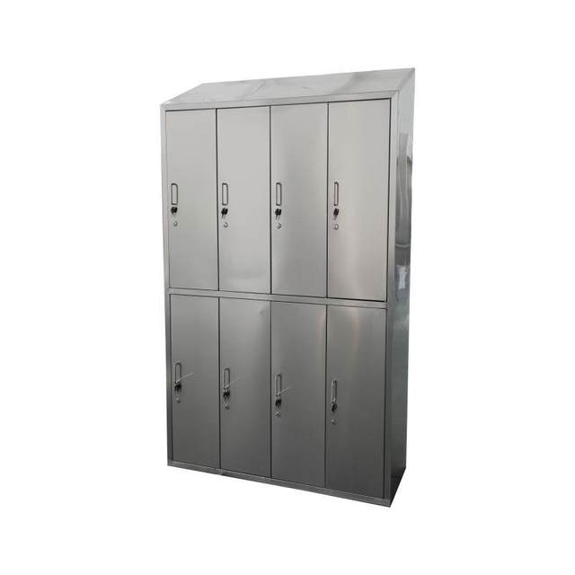 304 stainless steel slanted top wardrobe multi-door lockable employee storage factory dust-free workshop clean cabinet storage cabinet