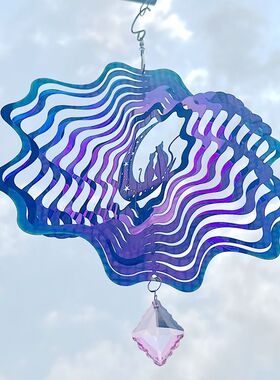 北欧3D风曼陀罗风铃阳台花园风转挂饰装饰品节日礼品灯光休闲挂件