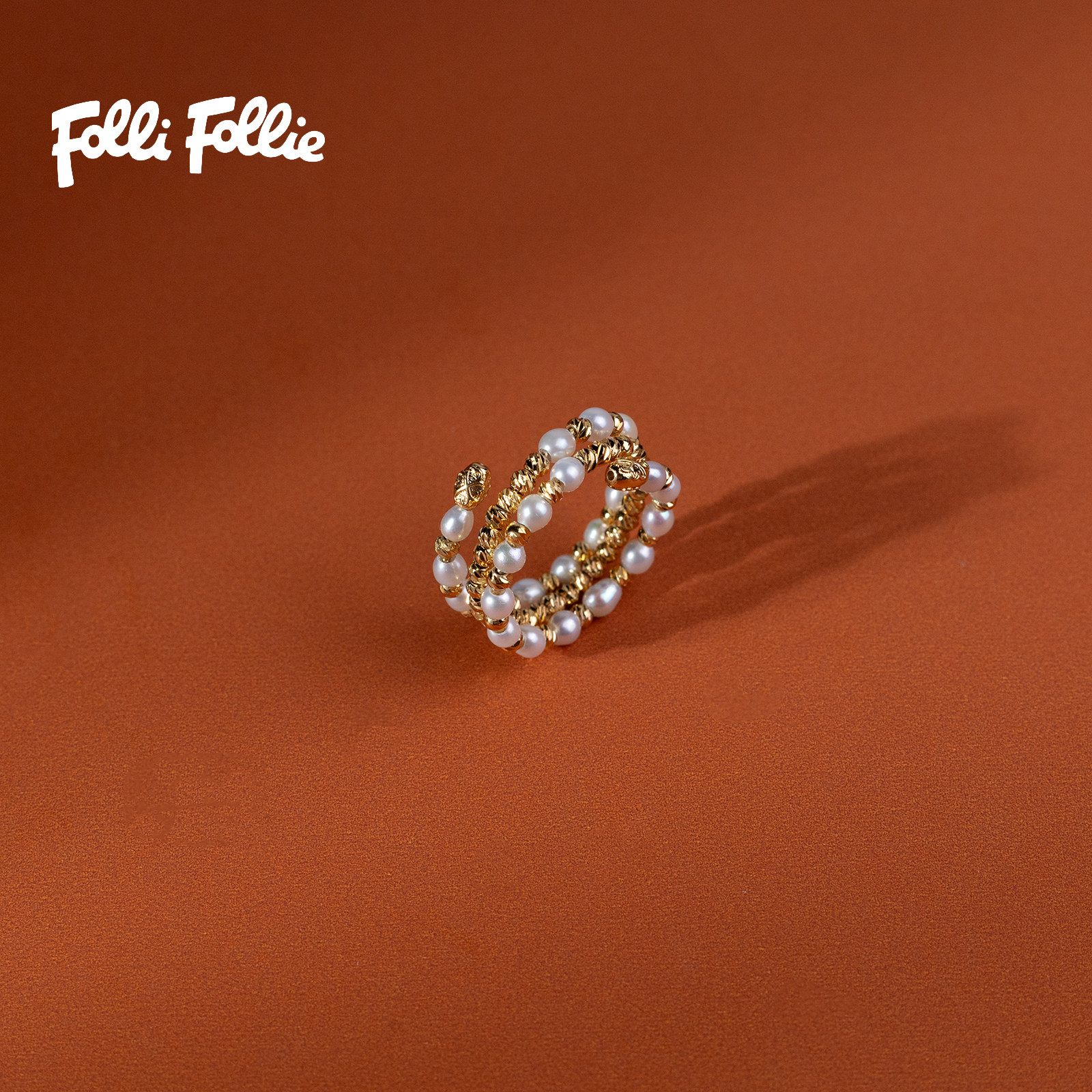 Folli Follie Make a Friend Freshwater Pearl Rice-shaped Pearl Bracelet Ring Retro Light Luxury Fashion