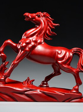 红木雕刻马到成功实木质马生肖摆B件家居办公室客厅装饰工艺品送