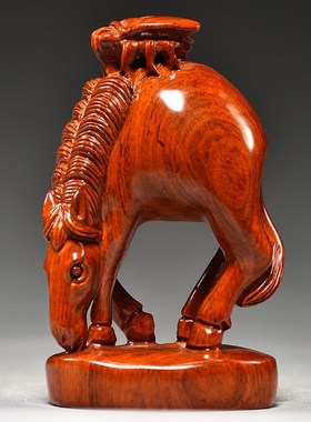 花梨木雕马上赢摆件家居博古架y办公桌面装饰实木质工艺品开业礼