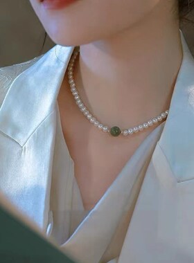 【青黛】淡水珍珠手链女小众设计手串闺蜜百搭青玉手饰批发