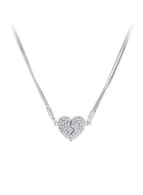 高级感镶钻心形磁吸爱心项链女小众设计感百搭气质锁骨链爱心颈链