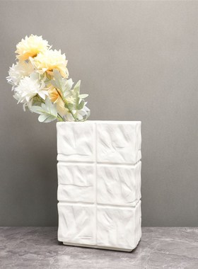 新中式白色树脂花器花插样板房售楼部卧室书房客厅餐Z厅桌面饰品