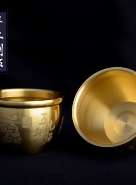 纯铜招财进宝铜缸 聚宝盆摆件 客厅聚财铜器存钱罐铜盆铜制工艺品