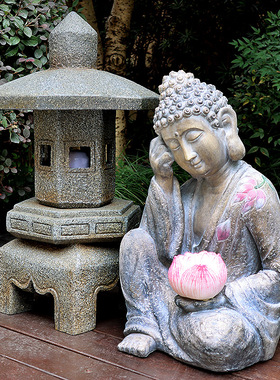 莲花佛像花园户外茶室禅意中式庭院玄关装饰阳台园艺造景景观摆件