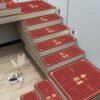 Stair step mat red festive wedding carpet leather 2026 New Year no-wash non-slip floor mat glue-free can be customized
