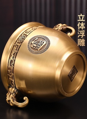 聚宝盆摆件纯铜象鼻缸黄铜缸客厅装饰品桌面招财进宝乔迁开业礼品