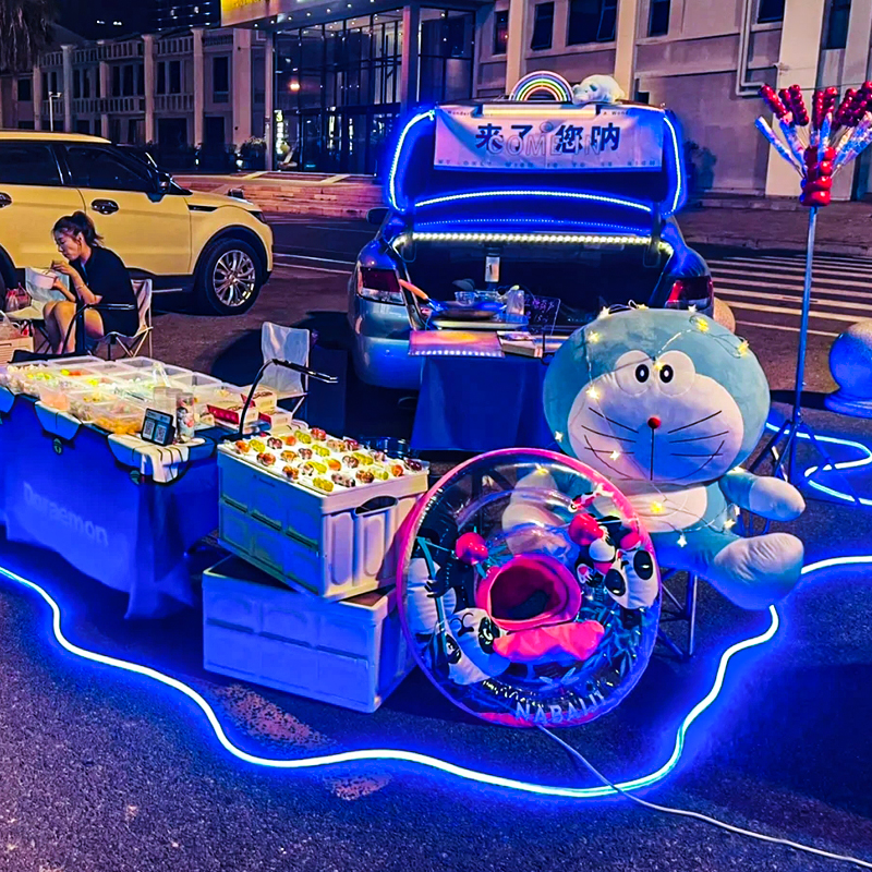 后备箱集市氛围灯装饰摊位摆摊夜市地摊布置led灯带充电USB灯条 - 图3