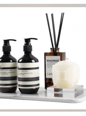 样板房新中式浴室柜软装梳妆台饰品毛巾香薰蜡烛托.盘组合摆件