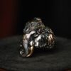 Broken Tusk Ganesha Ring, Handmade Gold-wrapped Craftsmanship, Niche Silver Jewelry Ring, Retro Personality, Heavy Industry, Men's National Trend, National Style