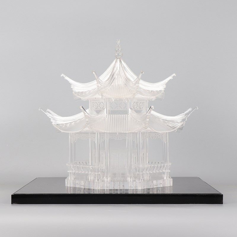 新中式客厅书柜摆件古建筑透明八角亚克力塔样板房售楼处软装饰品,淘宝优惠券,粉丝福利购,淘宝优惠卷