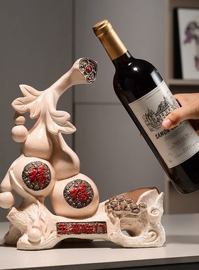 创意五福临门斜放酒架高级感酒柜酒台装饰葡萄酒架托家用商用摆件