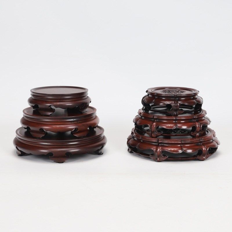实木酸枝木中式圆形盆景花瓶底座木雕摆件茶壶香炉木质工艺品底座,淘宝优惠券,粉丝福利购,淘宝优惠卷