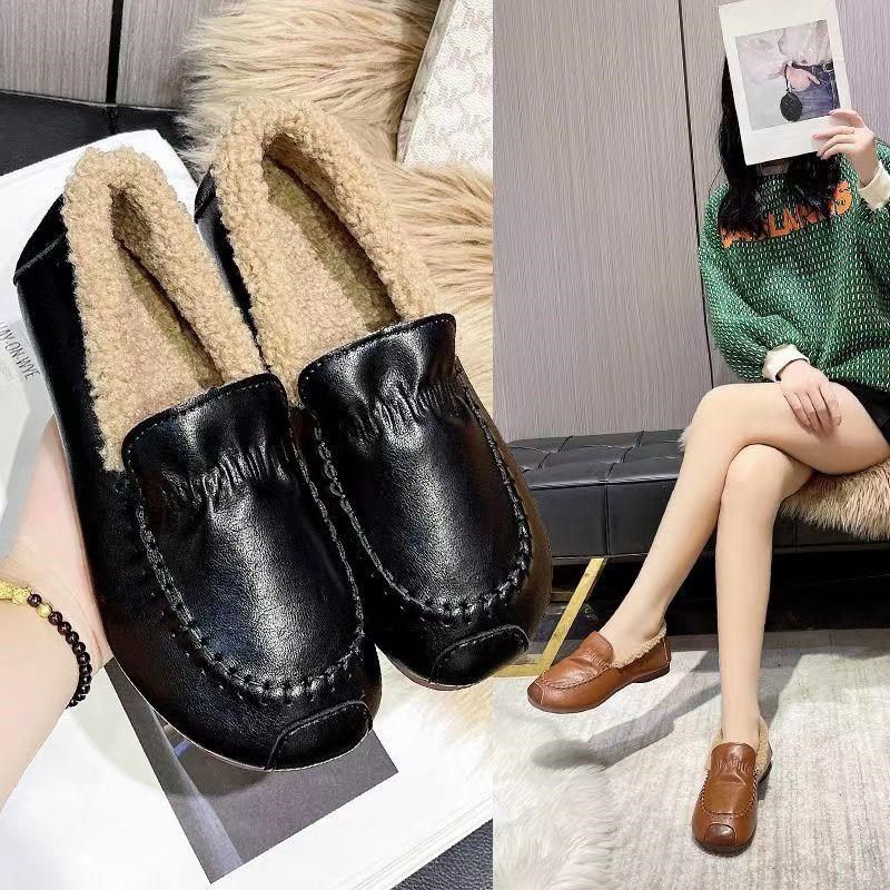 牛筋底一脚蹬加绒加厚雪地靴女防水皮面孕妇加厚防滑保暖豆豆棉鞋,淘宝优惠券,粉丝福利购,淘宝优惠卷