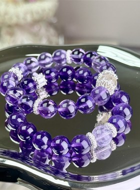 天然紫水晶手链女款单圈时尚百搭饰品礼物送女友闺蜜生日礼女生