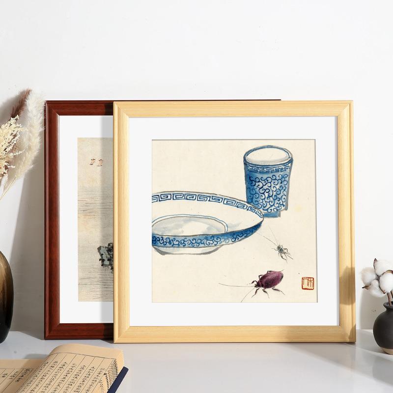 实木字画画框装裱33相框挂墙正方形十字绣38钻石50国画书法框架66 - 图0