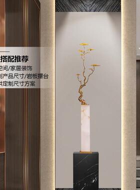 新中式招财迎客松客厅玄关壁龛柜细长大摆件轻奢高档乔迁开业礼物