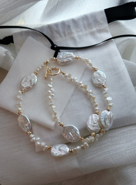 天然淡水极光巴洛克项链女轻奢小众设计感高级气质颈链ot扣头