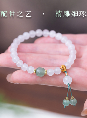 善起圆善女天山翠手串东陵玉手链