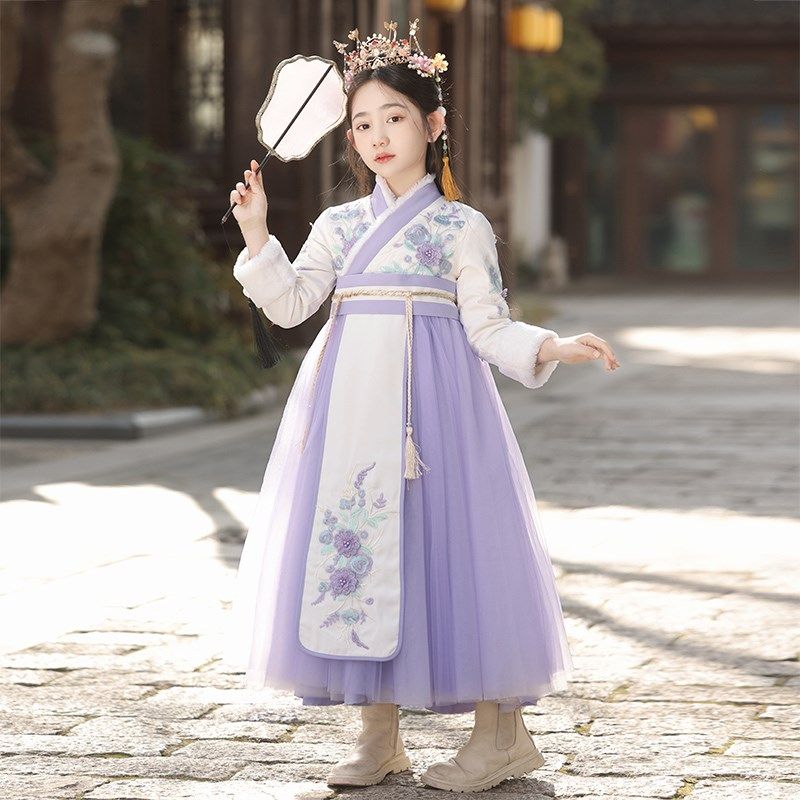 汉服女童秋冬2024新款古风连衣裙女孩中国风唐装儿童冬季古装裙子,淘宝优惠券,粉丝福利购,淘宝优惠卷