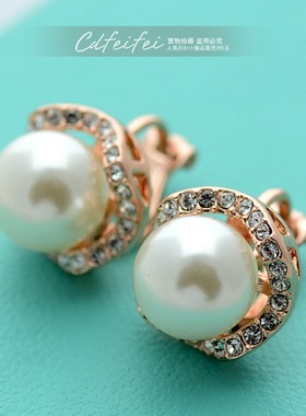 韩版复古富贵妈妈款满钻女夏锁骨链耳钉耳夹珍珠项链轻奢小众套装