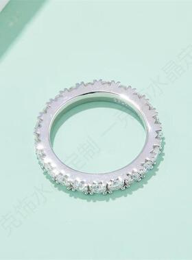 小众百搭S925纯银莫桑排钻女戒指