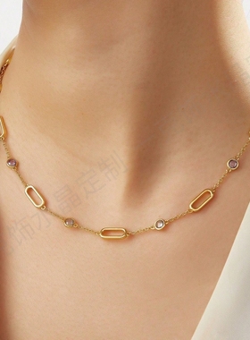 S925镀18K金镶钻手链彩尖晶项链