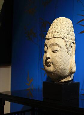 新中式彷古家居软装饰品古典客厅玄关风水禅意摆件佛头像菩提佛像