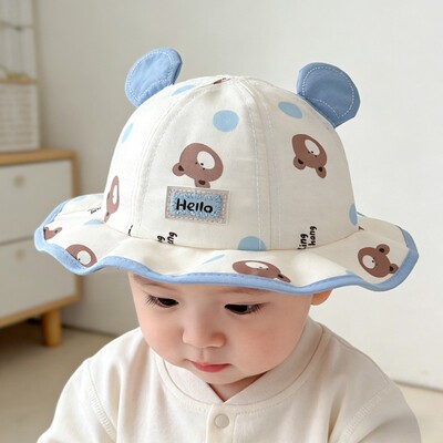 婴儿小熊防晒防飞沫遮阳渔夫帽
