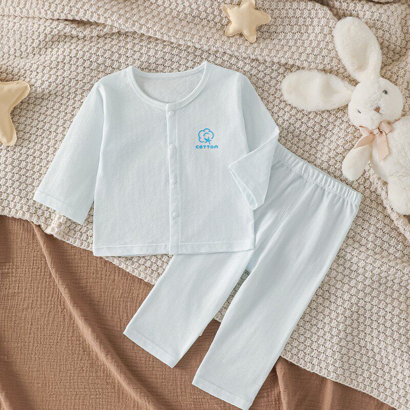 婴儿分体套装a类无骨内衣家居服套纯棉宝宝空调服睡衣