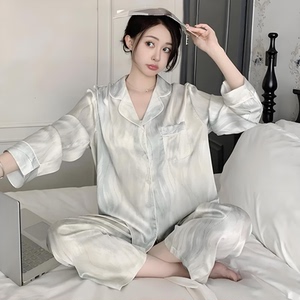 猫睡-新款春睡衣男女套装开衫长袖