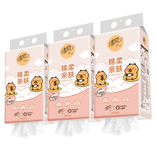 【下拉详情享优惠】清风棉柔挂抽4层250抽3提纸巾抽纸面巾纸实惠 - 图0