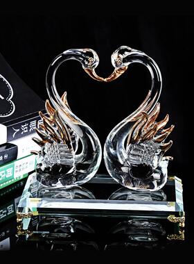 引进财富和宝藏水晶夫妇鹿鸳鸯天鹅结婚礼品饰品客厅家居书房工艺