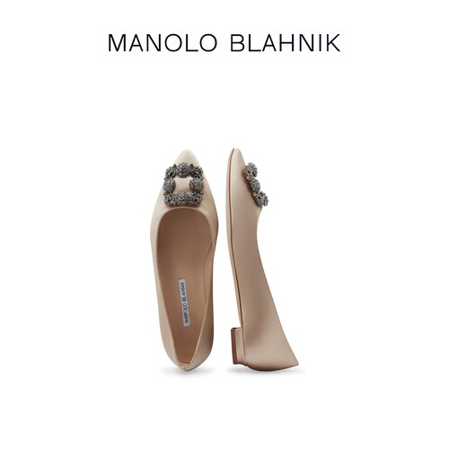 【礼物】MANOLO BLAHNIK玛诺洛/MB女鞋HANGISI钻扣平底婚鞋 - 图3