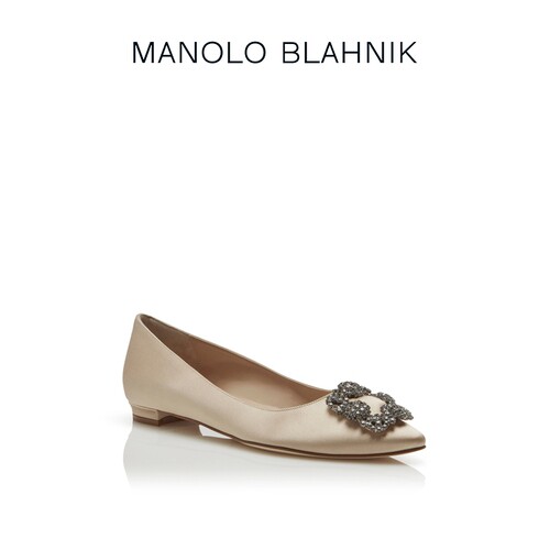 【礼物】MANOLO BLAHNIK玛诺洛/MB女鞋HANGISI钻扣平底婚鞋 - 图2