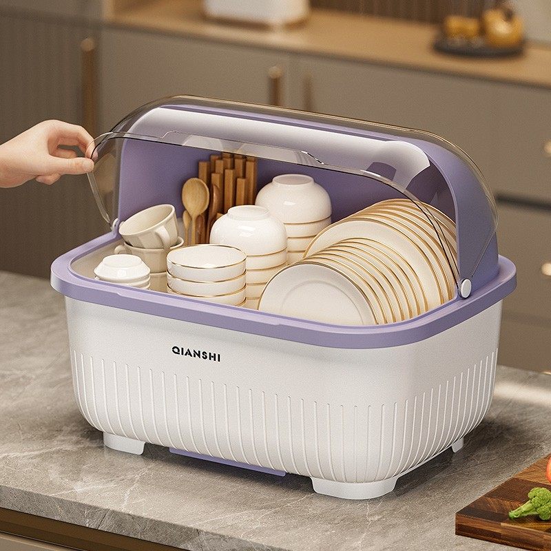 碗筷收纳盒装盘放碗碟沥水架厨房带盖多功能置物架子防尘餐具碗柜,淘宝优惠券,粉丝福利购,淘宝优惠卷