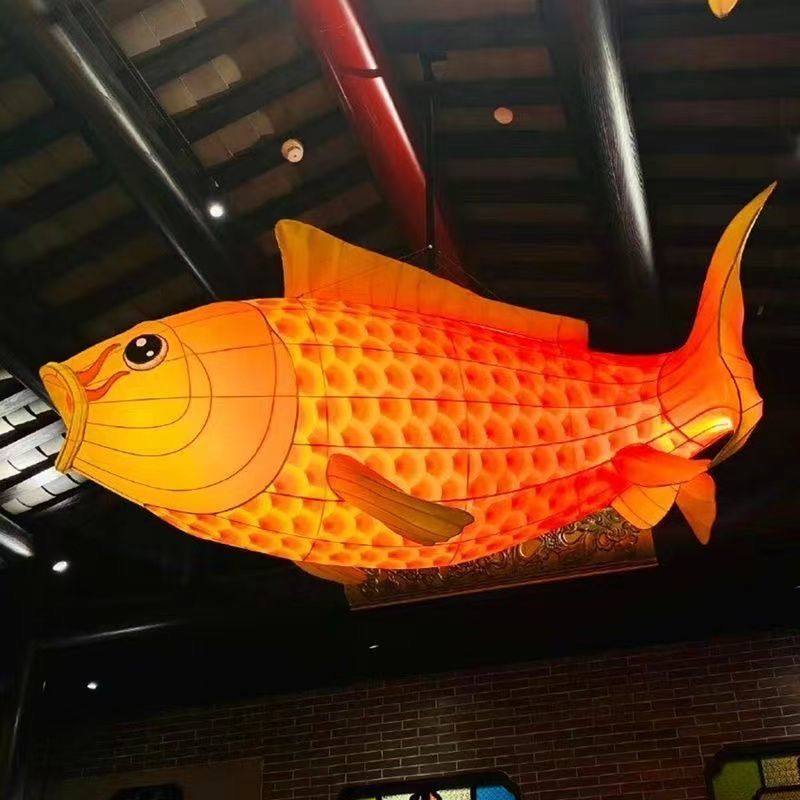 新款鱼灯笼铁艺鲤鱼锦鲤金鱼Led灯风景区饭厅文旅复古异性定制装,淘宝优惠券,粉丝福利购,淘宝优惠卷