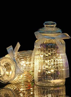 装星星的玻璃罐LED灯串许愿夜光星星瓶520幸运星玻璃瓶666折纸塑