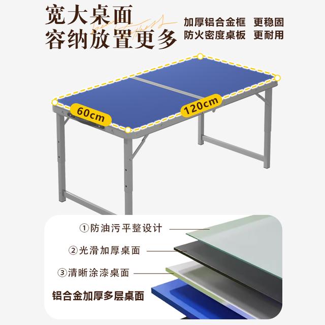 折叠桌子长方形餐桌摆摊商用轻便出摊一桌四椅户外露营桌椅便携式 - 图3