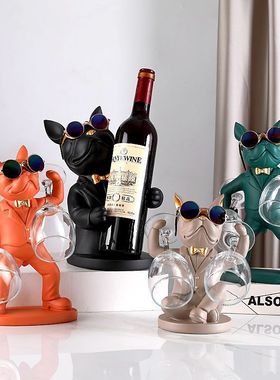 红酒架摆件法斗创意现代轻奢高档客厅家居玄关餐边电视柜酒柜饰品