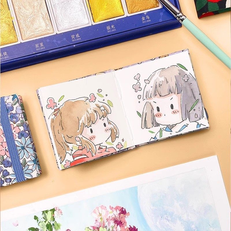 飞乐鸟木浆手工布艺水彩迷你写生画本便携旅行细纹双面空白纸,淘宝优惠券,粉丝福利购,淘宝优惠卷