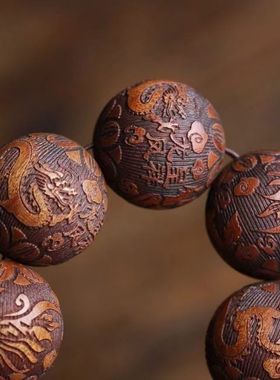 缅甸黄花梨手链大果紫檀手串木质文玩念珠手持海南花梨木佛珠念珠