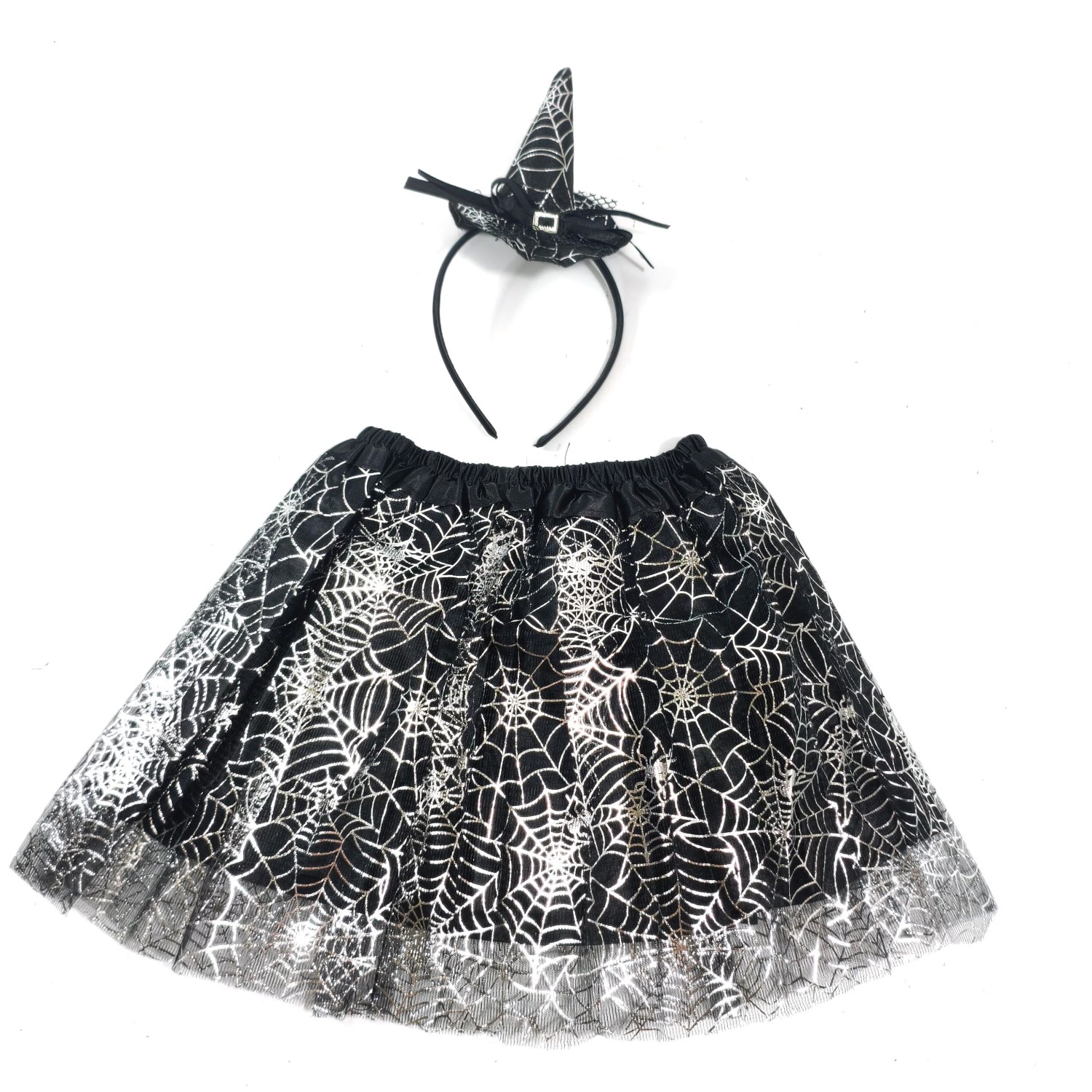 Kids' Women Halloween Spider Tulle Skirt with Witch Hat Head - 图2