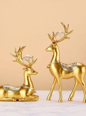 招财鹿摆件轻奢高档创意酒柜装饰品客厅办公桌面家居乔迁新居礼品