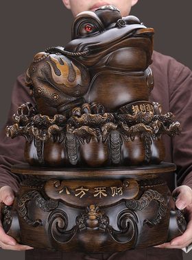 金蟾招财摆件大号金蝉蟾蜍旺财白菜客厅店铺收银前台装饰开业礼品