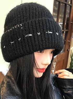 【Muusu】毛线帽大头围包头针织帽女新款冬保暖护耳冷帽登山网红